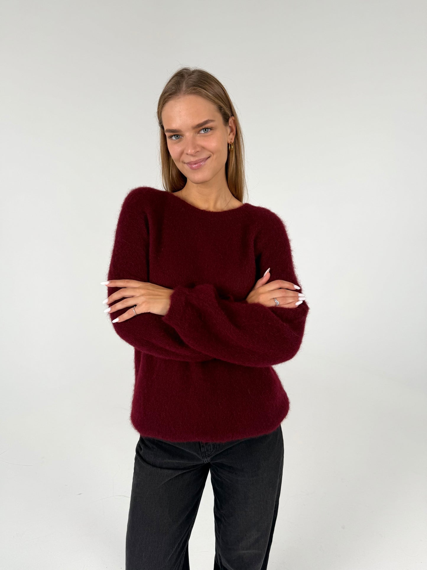 PLUS SIZE. Kid moheros megztukas. Bordo