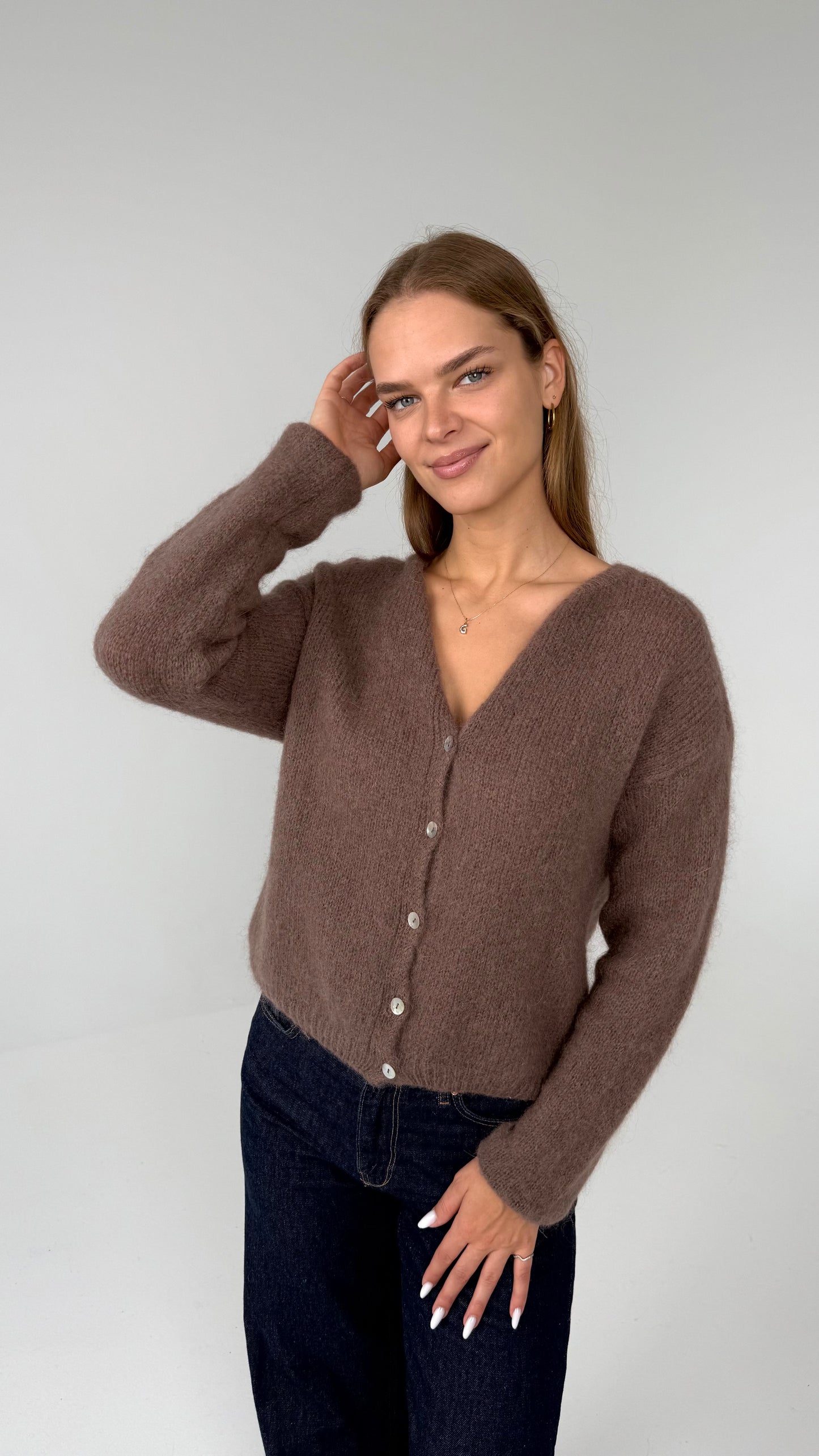 Susegamas moheros ir vilnos megztukas. Bordo