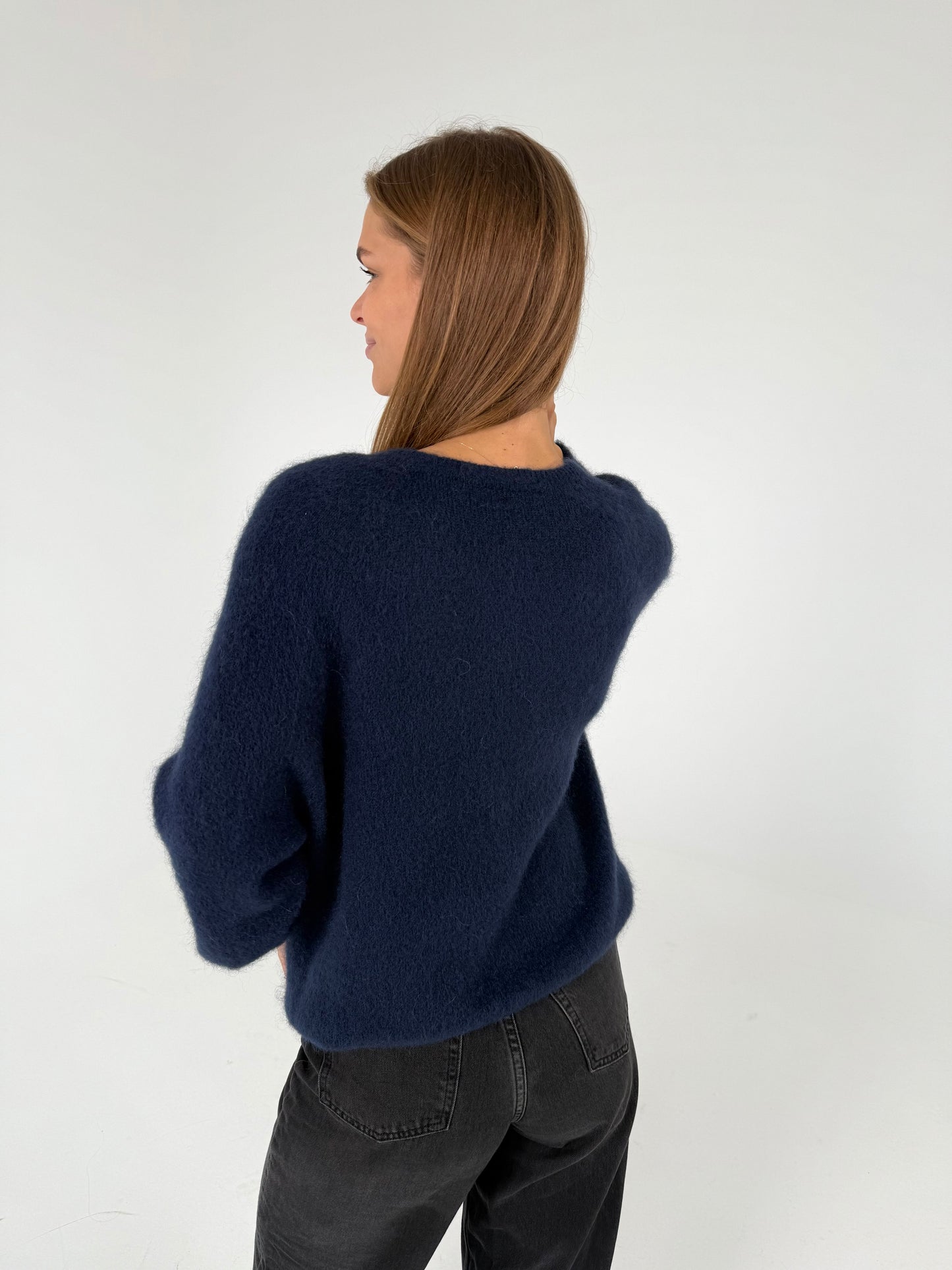 PLUS SIZE. Kid moheros megztukas. Mėlynas