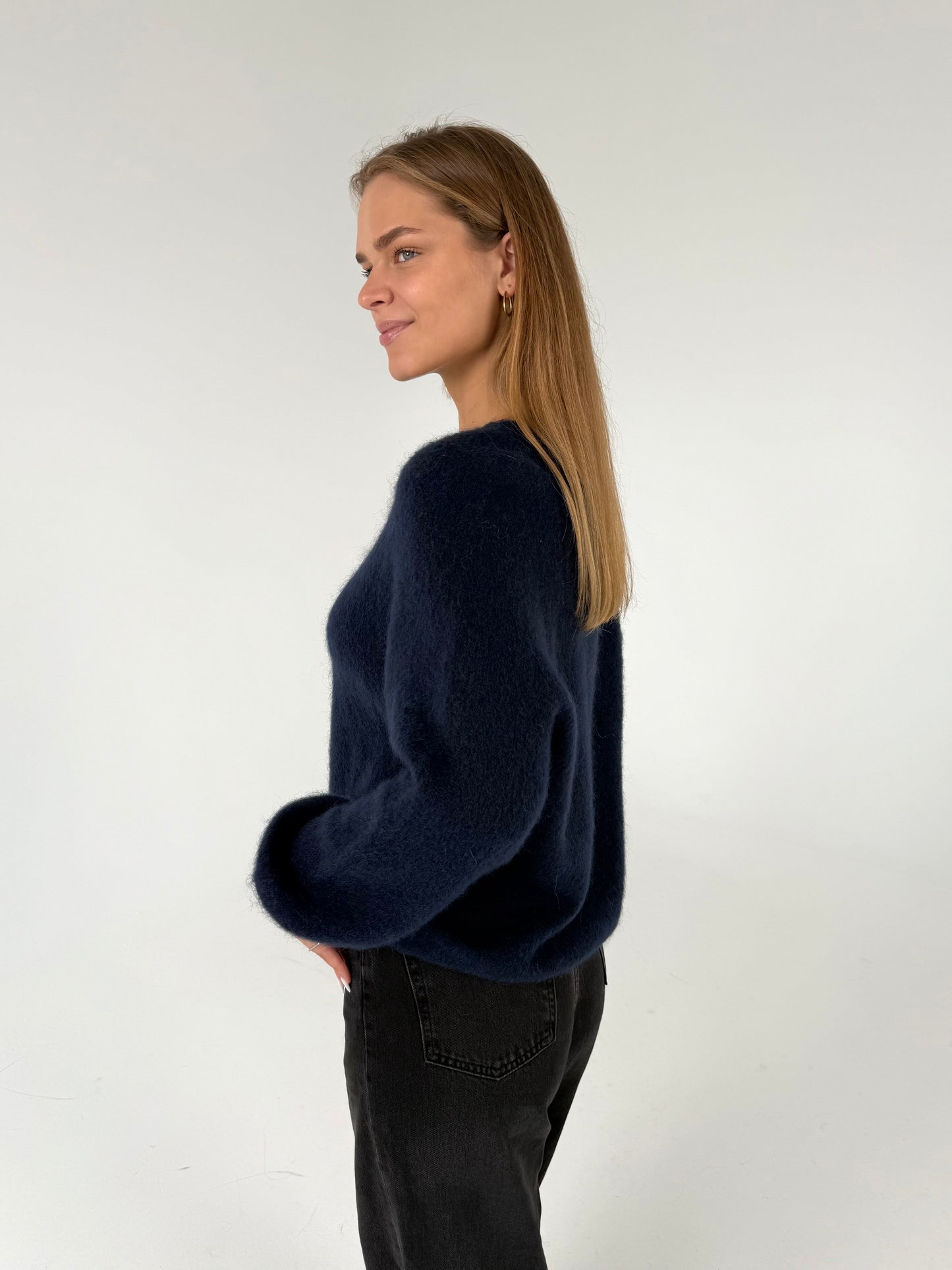 PLUS SIZE. Kid moheros megztukas. Mėlynas