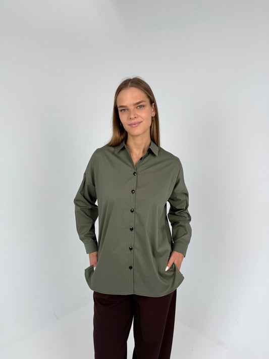 PREMIUM medvilniniai marškiniai. Miško žalia