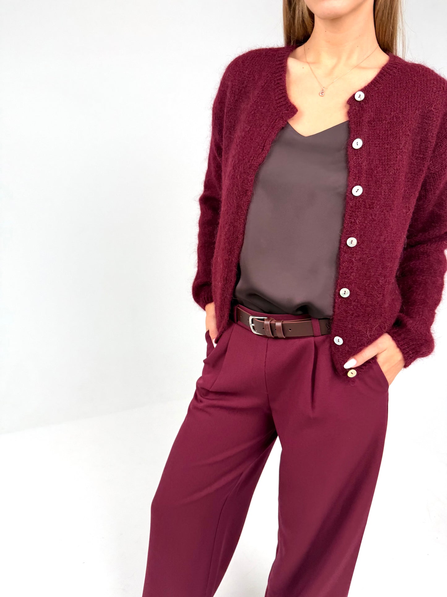 Storesnės MEGA laisvo kritimo kelnės. Bordo