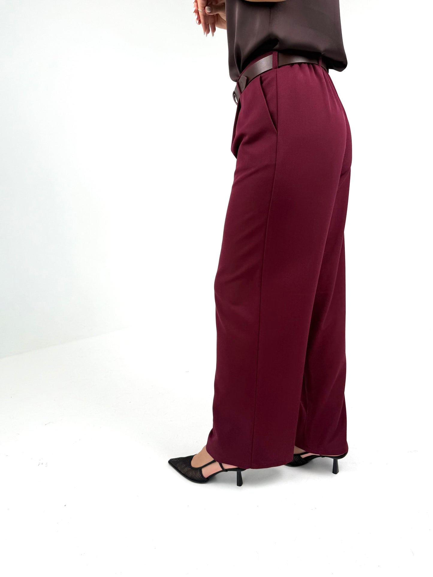 Storesnės MEGA laisvo kritimo kelnės. Bordo