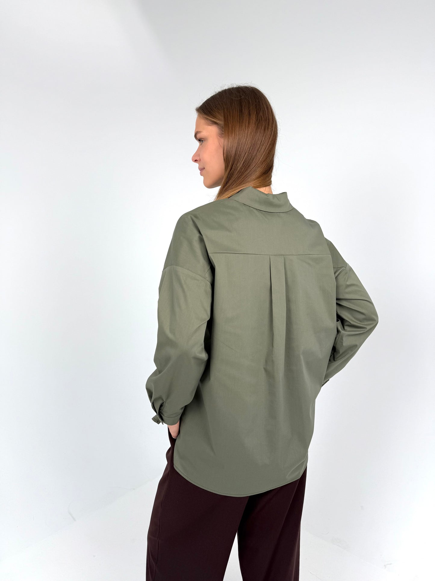 PREMIUM medvilniniai marškiniai. Miško žalia