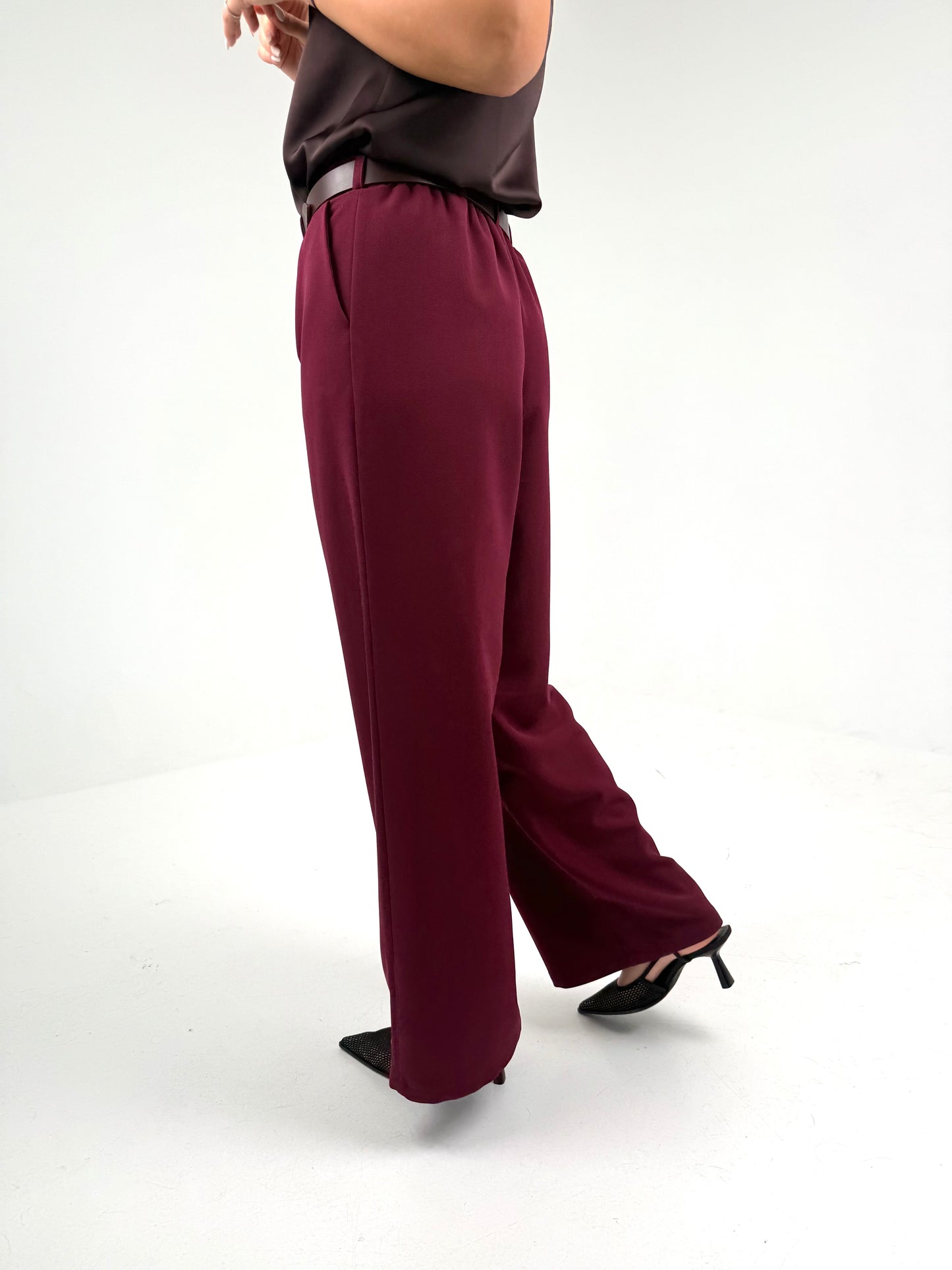 Storesnės MEGA laisvo kritimo kelnės. Bordo