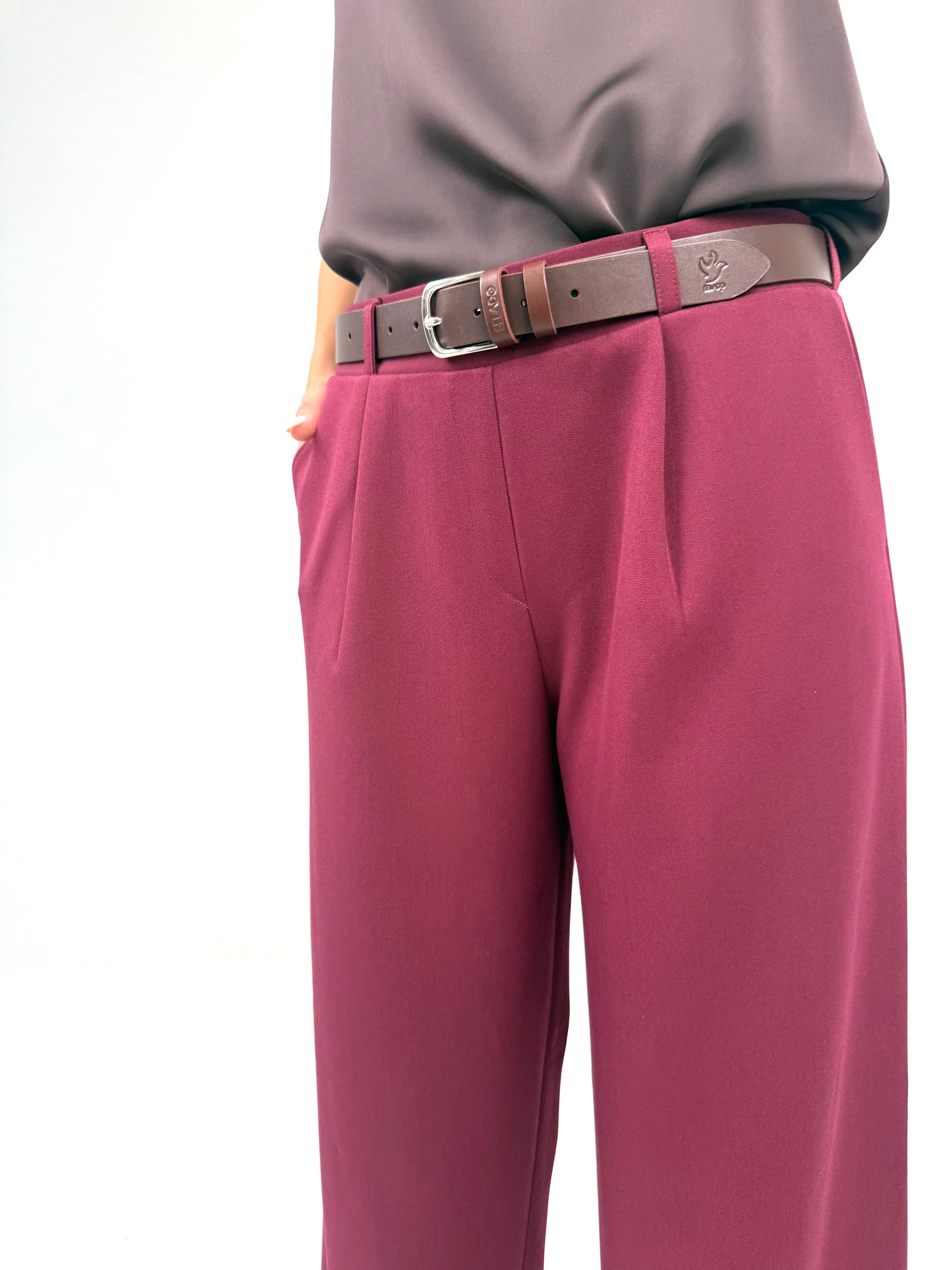 Storesnės MEGA laisvo kritimo kelnės. Bordo