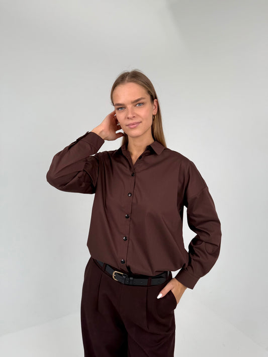 PREMIUM medvilniniai marškiniai. Šokoladas