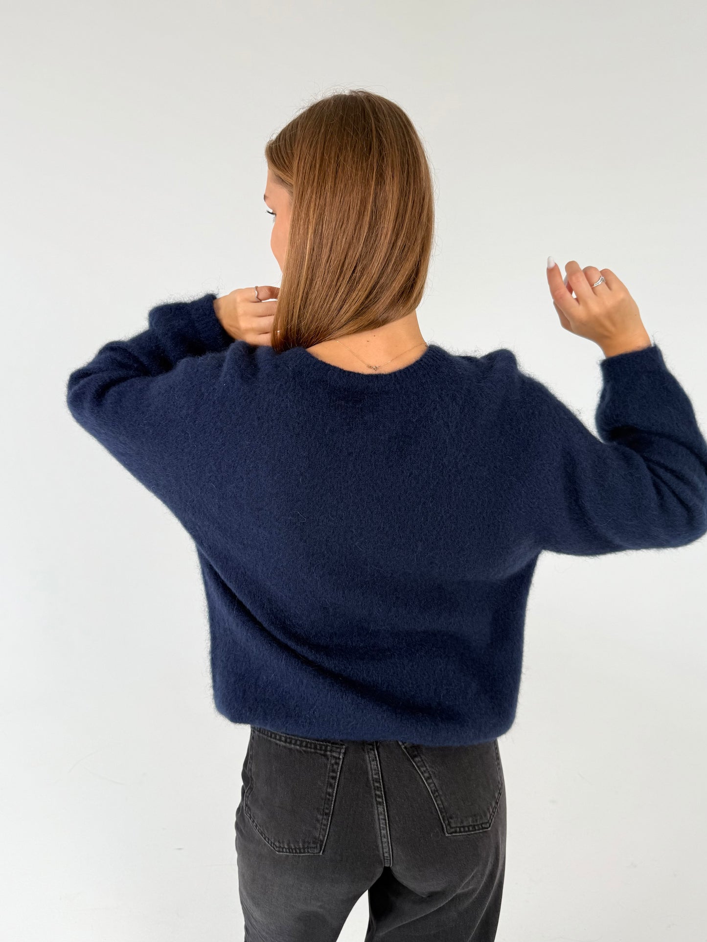PLUS SIZE. Kid moheros megztukas. Mėlynas